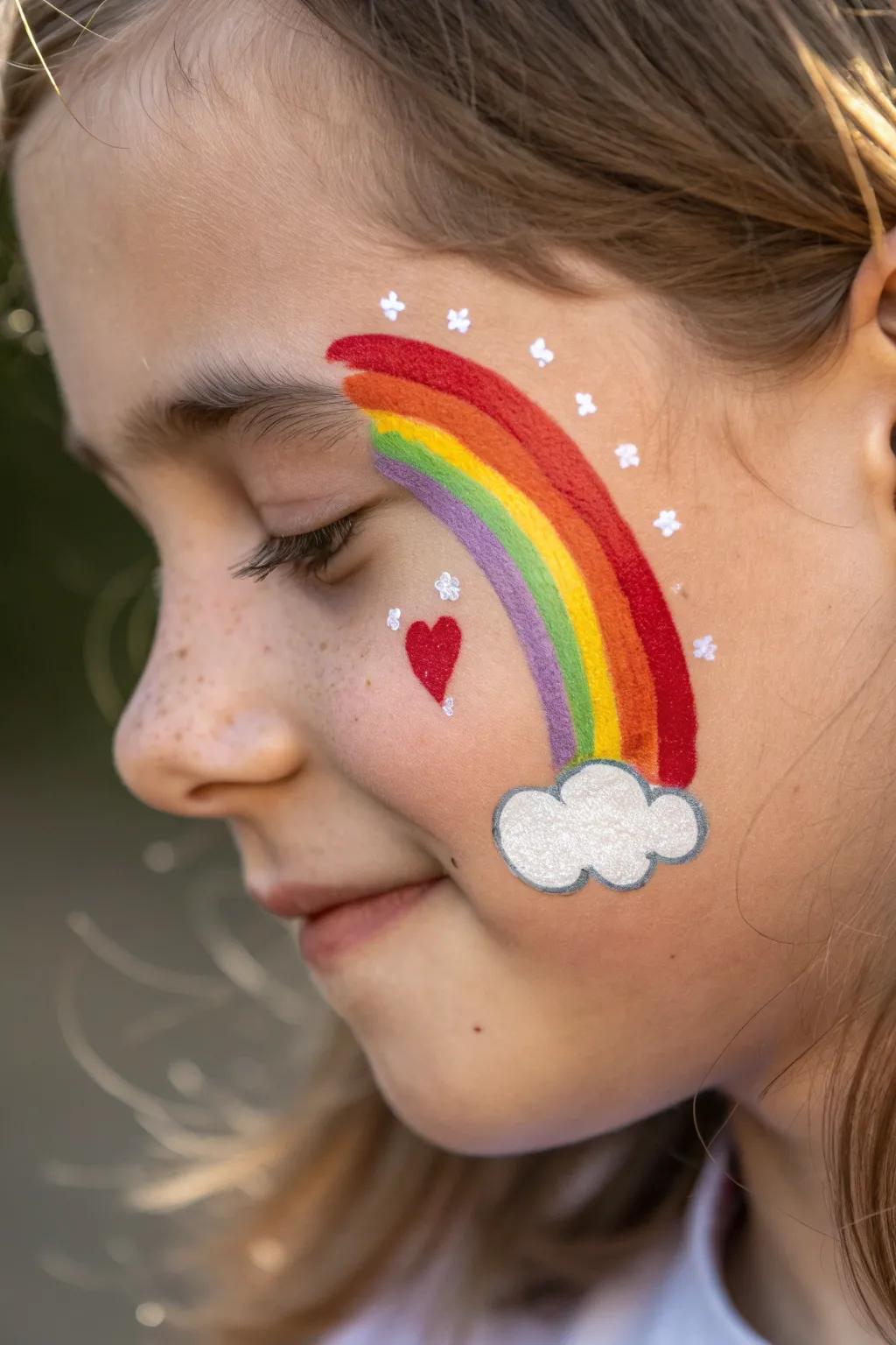 Express the enchantment by using a minimalist spectrum hint! 🌈✨ #FacePaintFun #ScandiBohoVibes