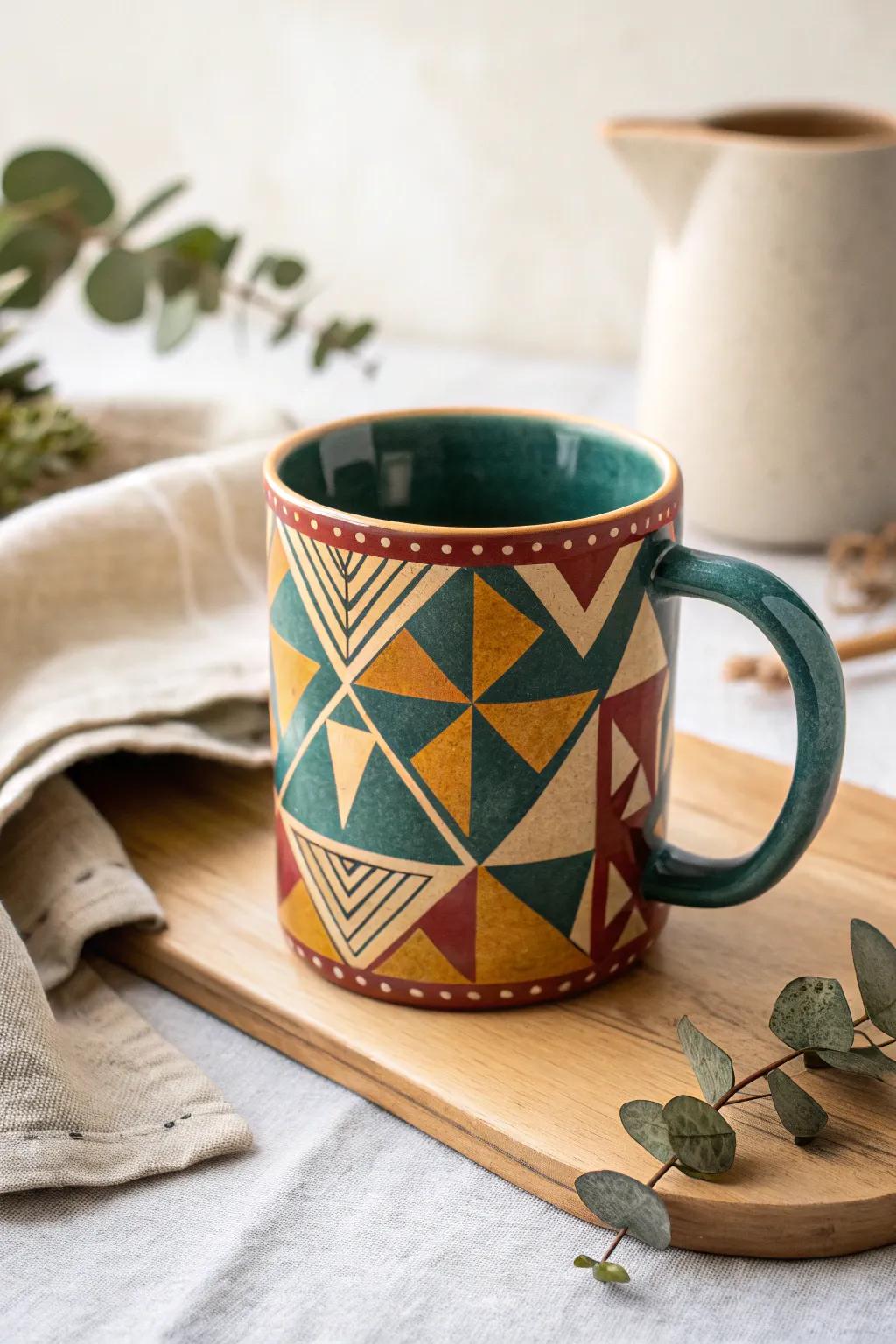 With fashionable geometric patterns, up your coffee game. ✨ #HandcraftedBeauty #ScandiBoho