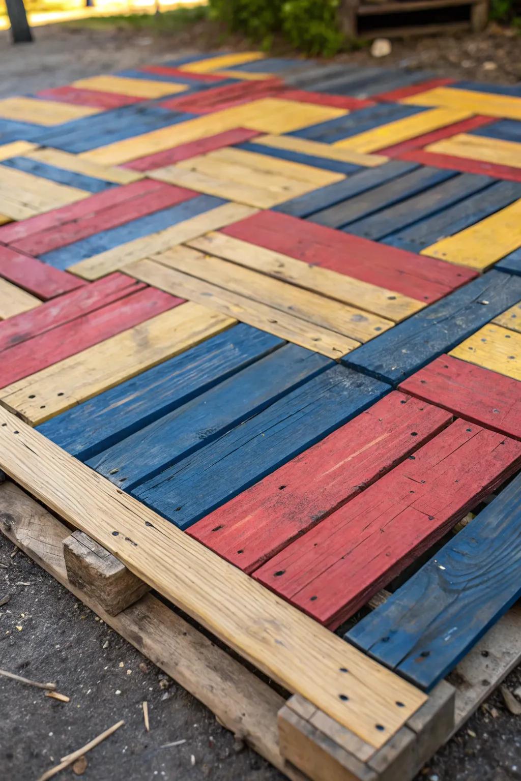 Revitalize your patio through lively painted boards—where inventiveness intertwines with artistry!