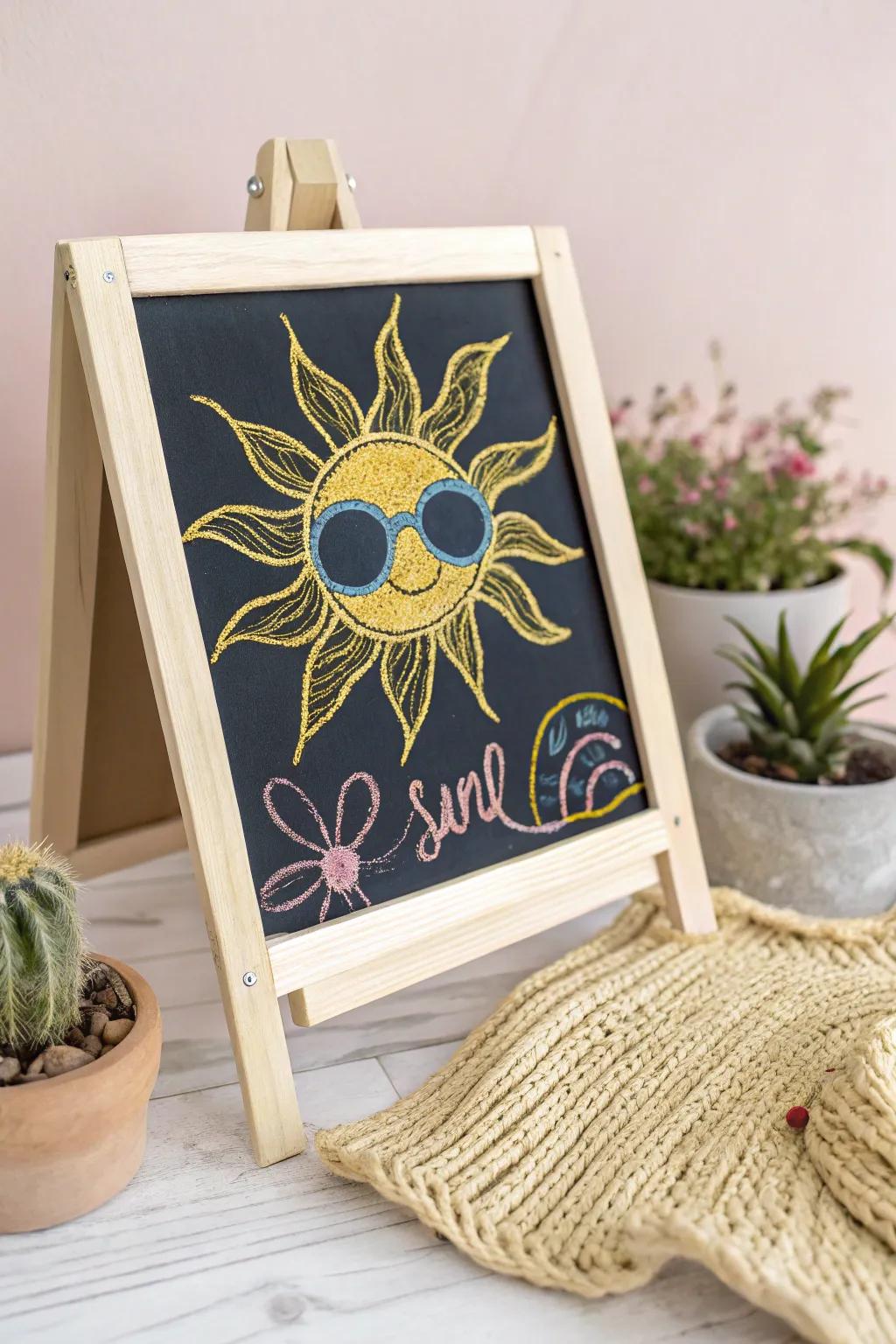 Welcome the sun to your summer get-together with this elegant and playful chalkboard artistry!