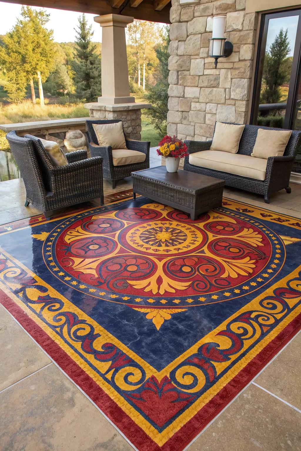 Transform your patio into a masterpiece using daring epoxy flooring that merges luxury and craftsmanship.
