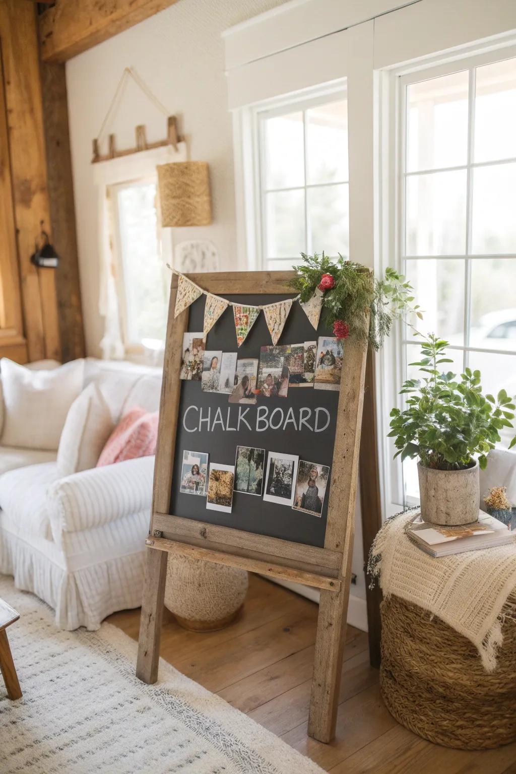 Immortalize family memories with a dynamic writing board display that mixes nostalgia with creativity, ideal for any family reunion.