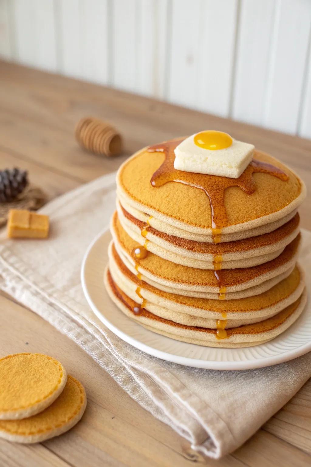 Indulge within the whimsicality of felt hotcakes, where playful creativity converges alongside minimalist sophistication.