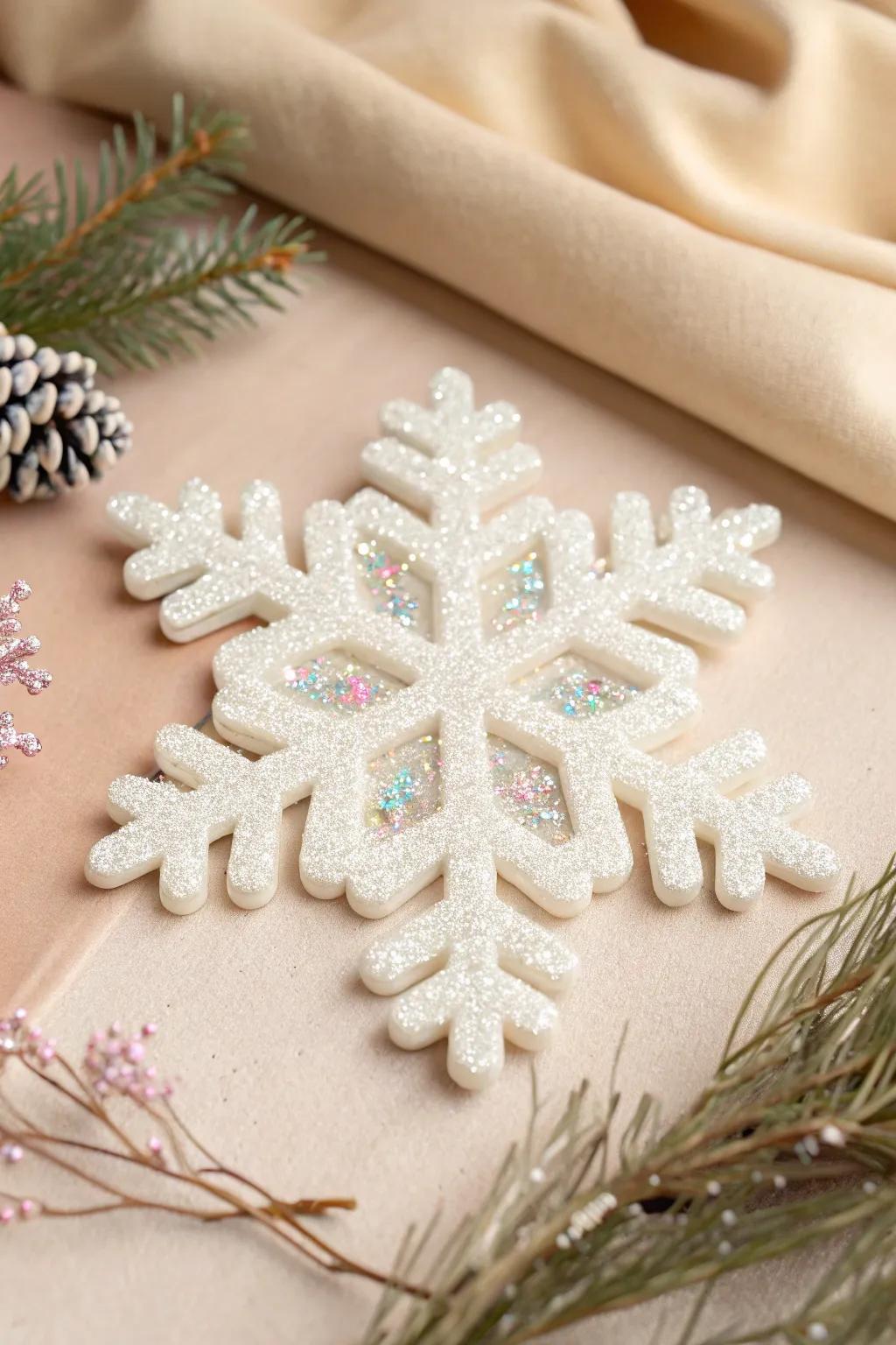 Embrace the luminescence of winter with a sequined embellished snowflake masterpiece.