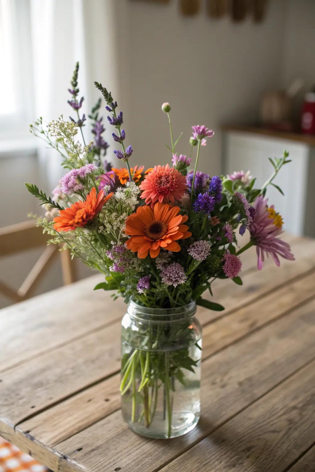Create a garden-inspired masterpiece: A straightforward yet stunning floral arrangement for Mother’s Day.