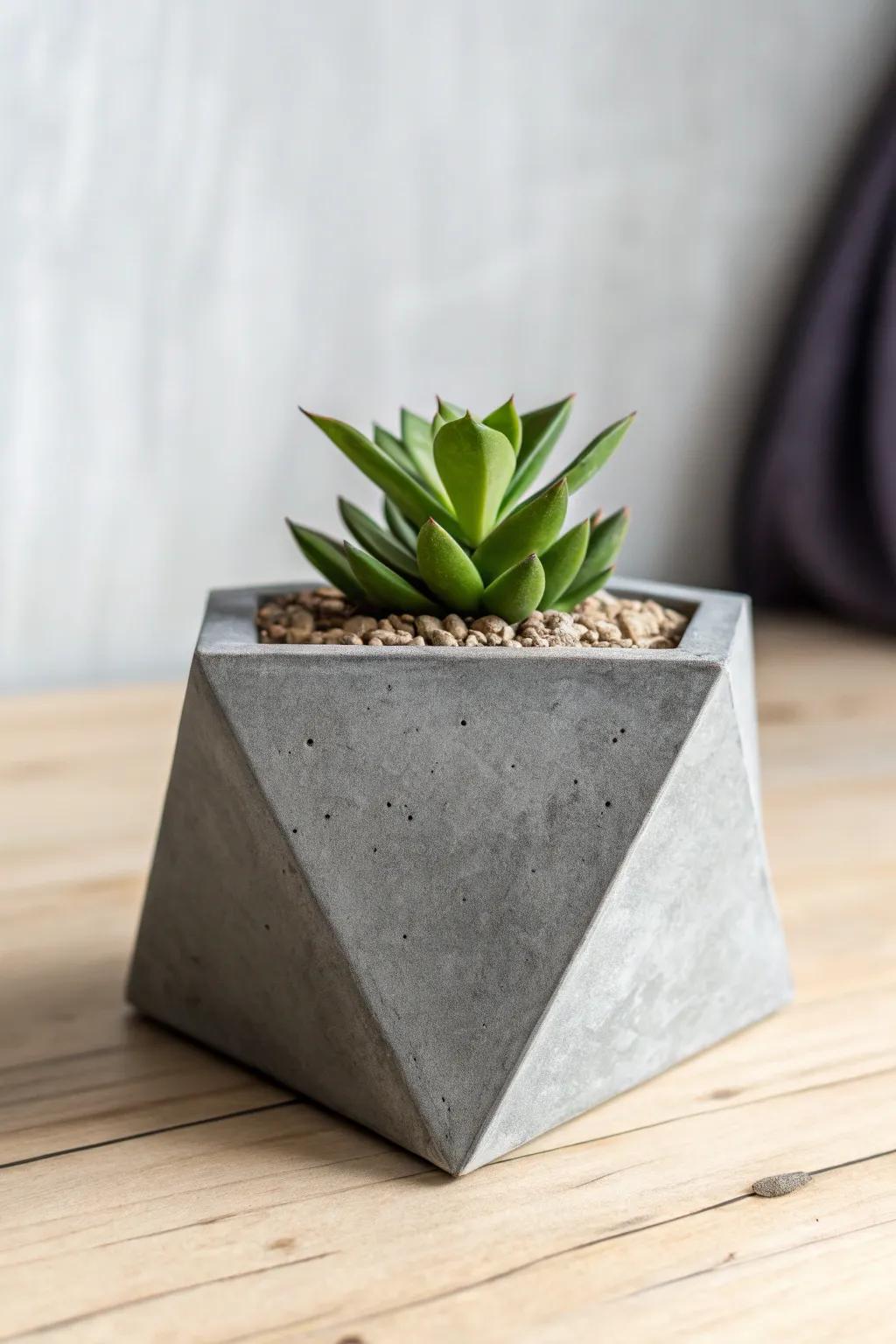 Elevate your space with the elegance of geometric concrete planters. Perfect for a touch of minimalist beauty.