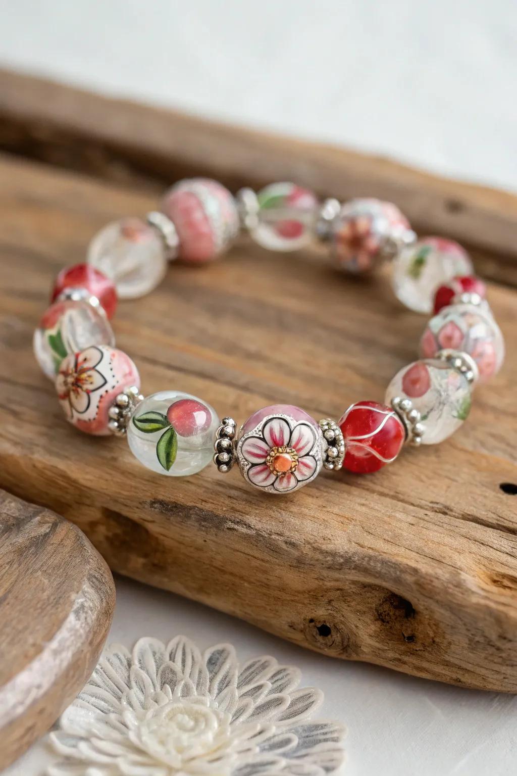Savour the allure of nature with this exquisite blossom orb bracelet, a refined mixture of charm and sophistication.