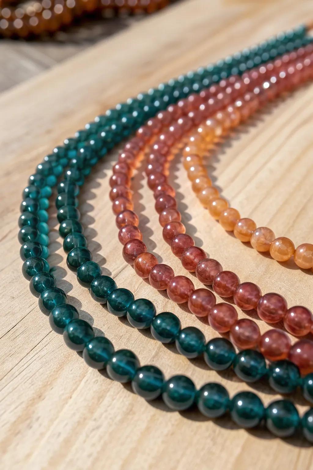 Uncover the skill of tiered style featuring this amazing multi-strand glass beaded necklace.