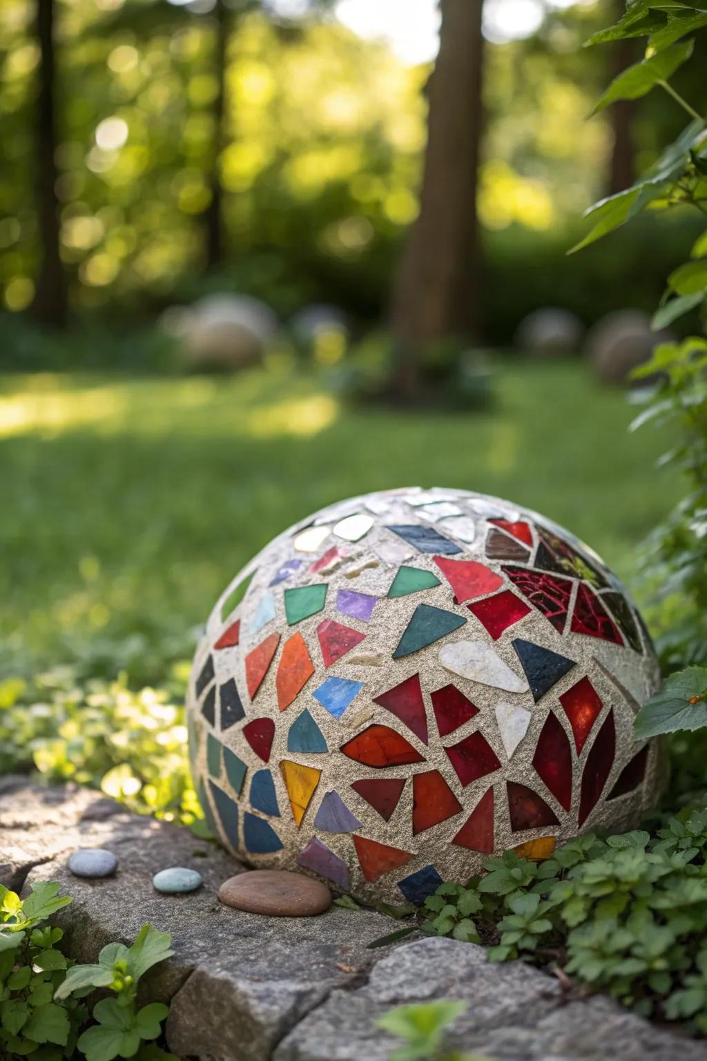 Transform your garden walkways into a gallery showcasing vibrant, handcrafted mosaic medallions.