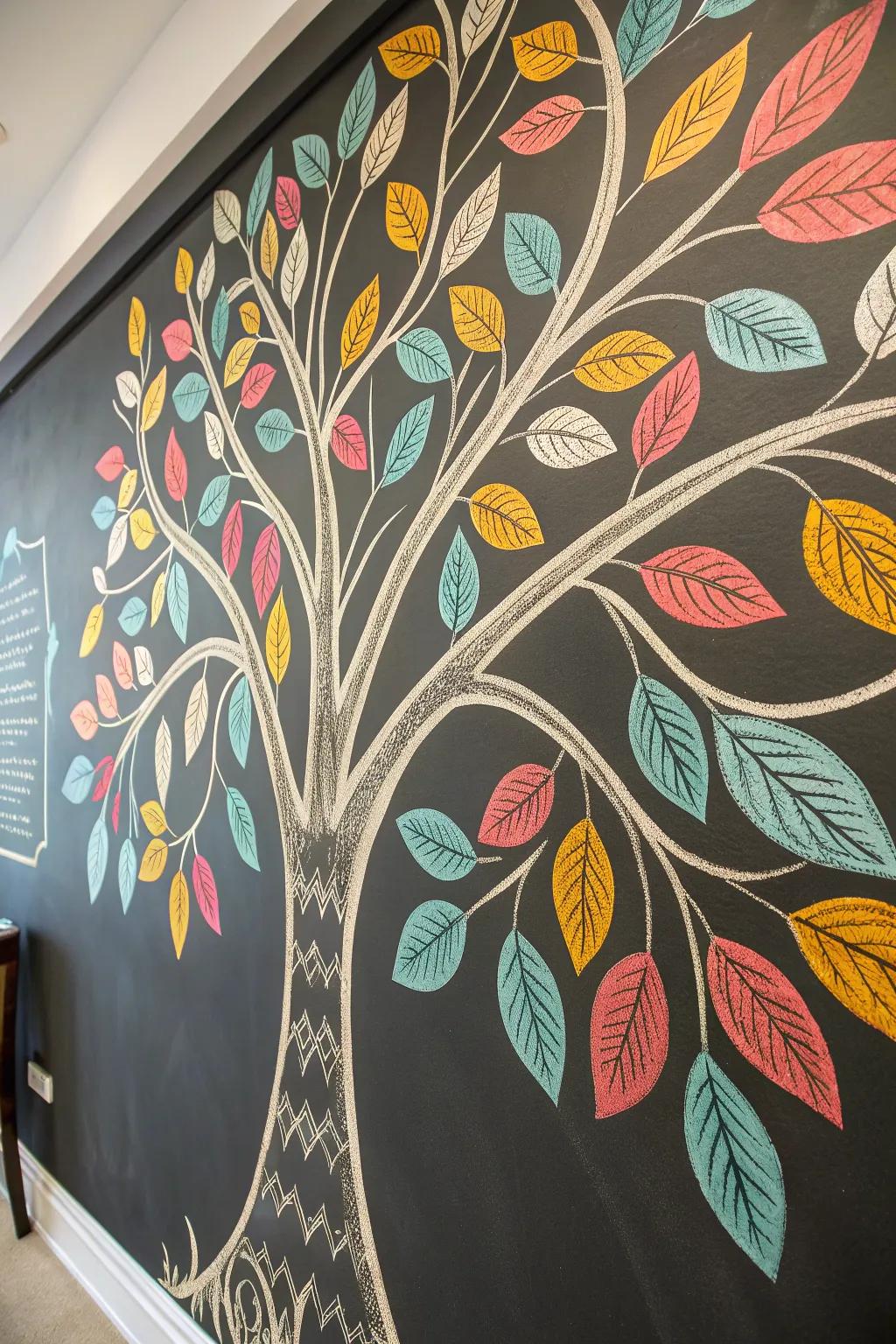 Turn your gratitude into a work of art with an impressive chalkboard tree, where each leaf shares a story.