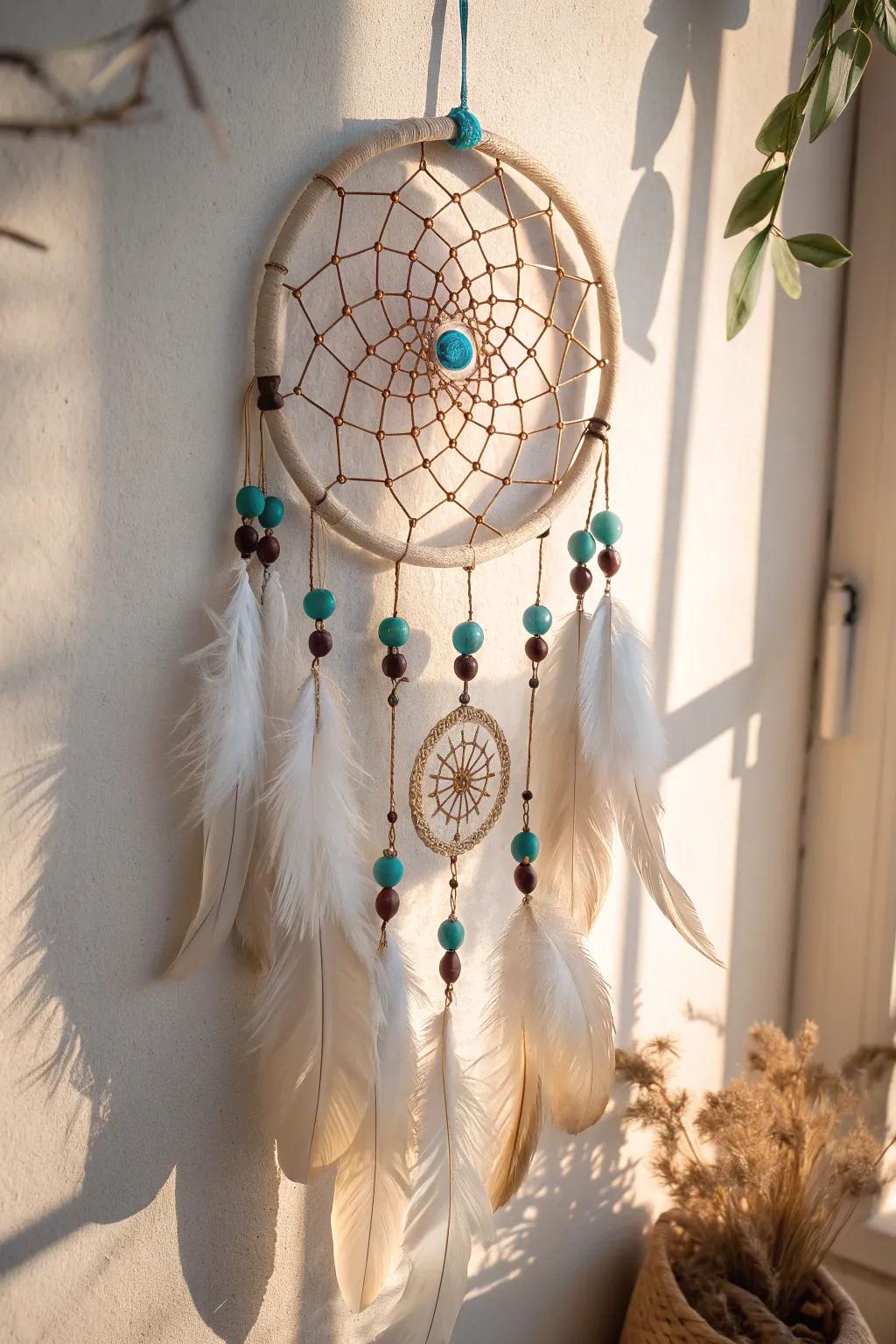 Usher in peaceful dreams and elevate your décor with this stunning handcrafted hanging ornament.
