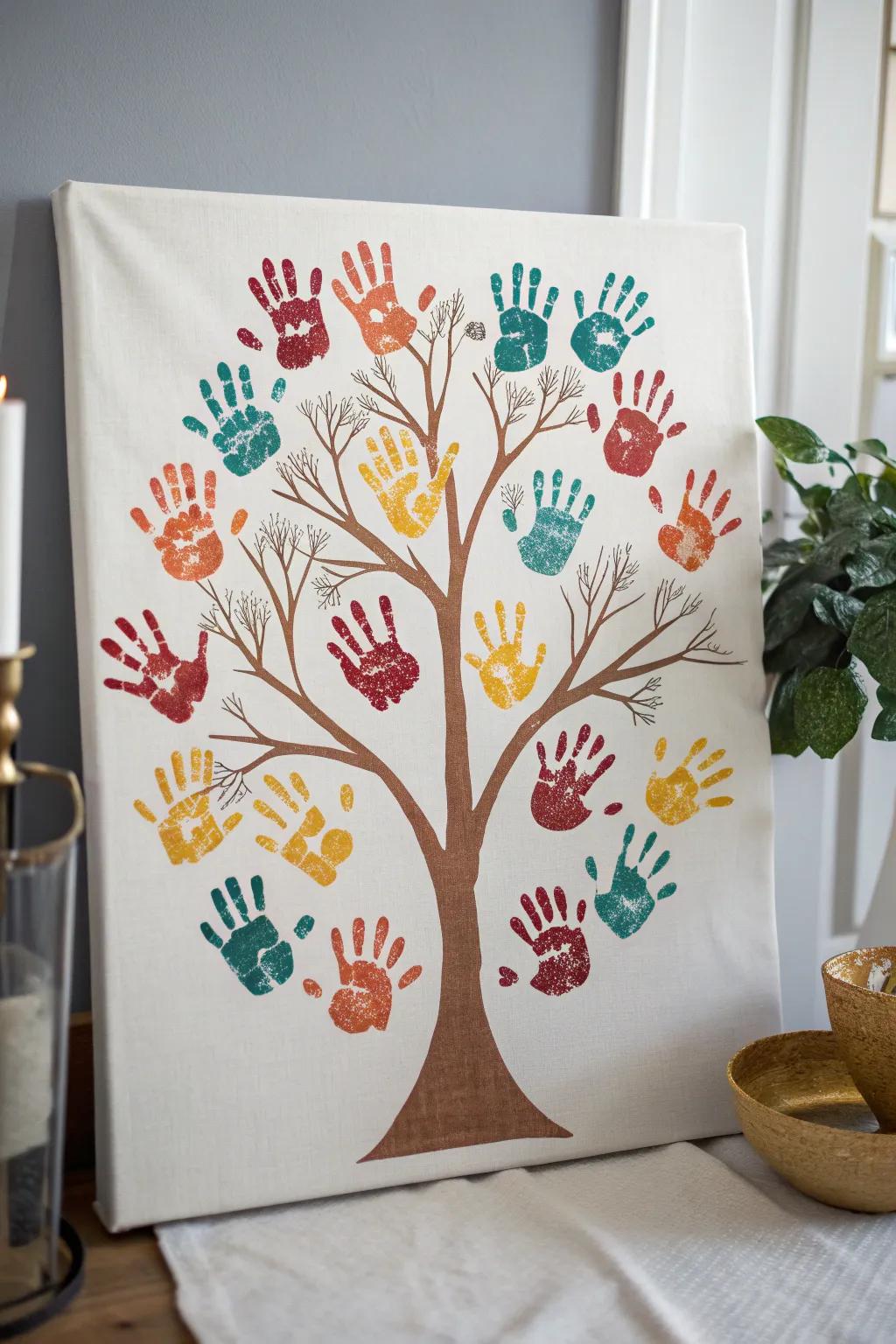Honor your family's distinctive narrative with a vibrant and minimalist hand trace lineage tree.