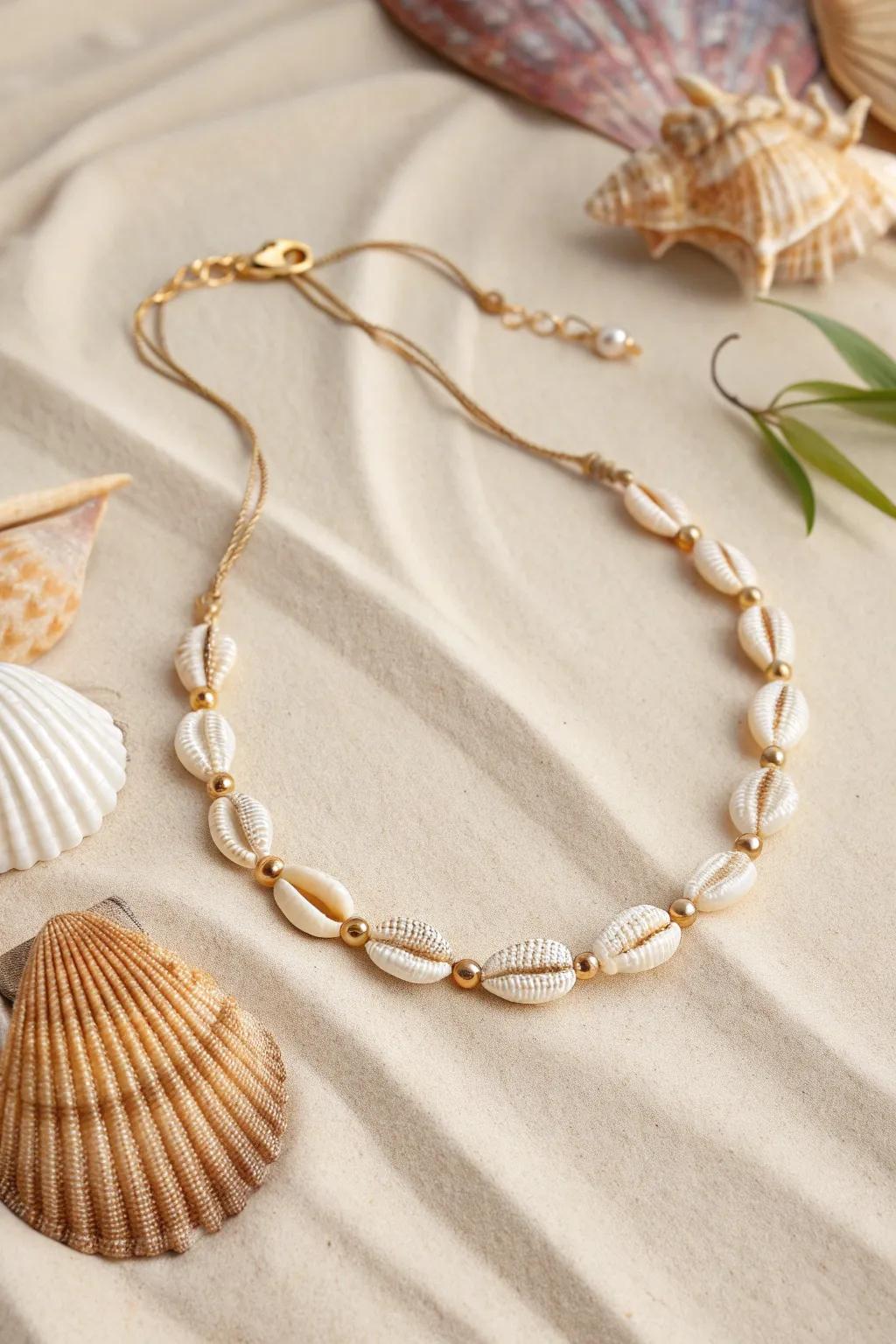 Enhance your aesthetic with the distinctive appeal of handmade seashell adornments, blending simplicity with natural beauty.