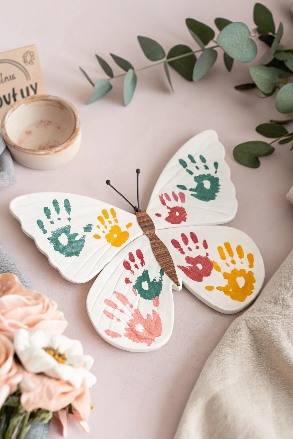 Capture the delight of creation with this handprint butterfly, a simple yet exquisite Mother's Day craft that brings a surge of happiness.