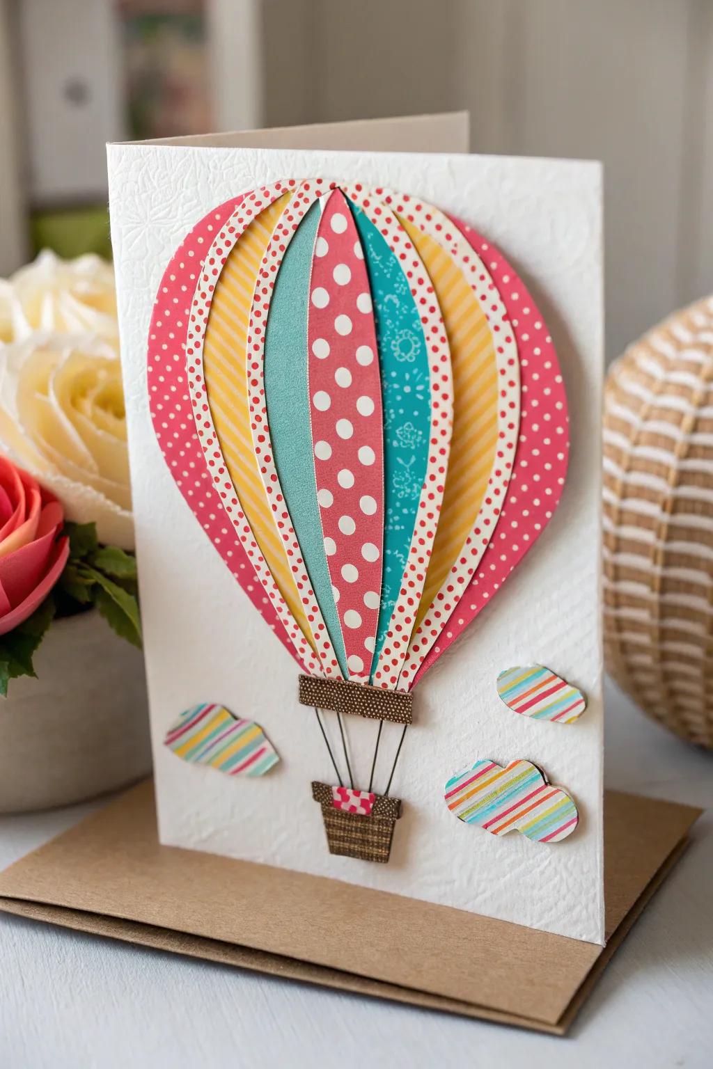 Enhance your card-making with vibrant hot air balloon designs that blend playful patterns and textures seamlessly!