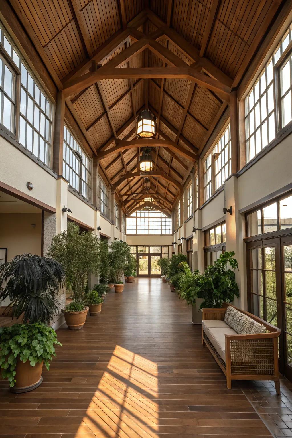 Timber elements lend warmth and elegance to this breathtaking atrium.