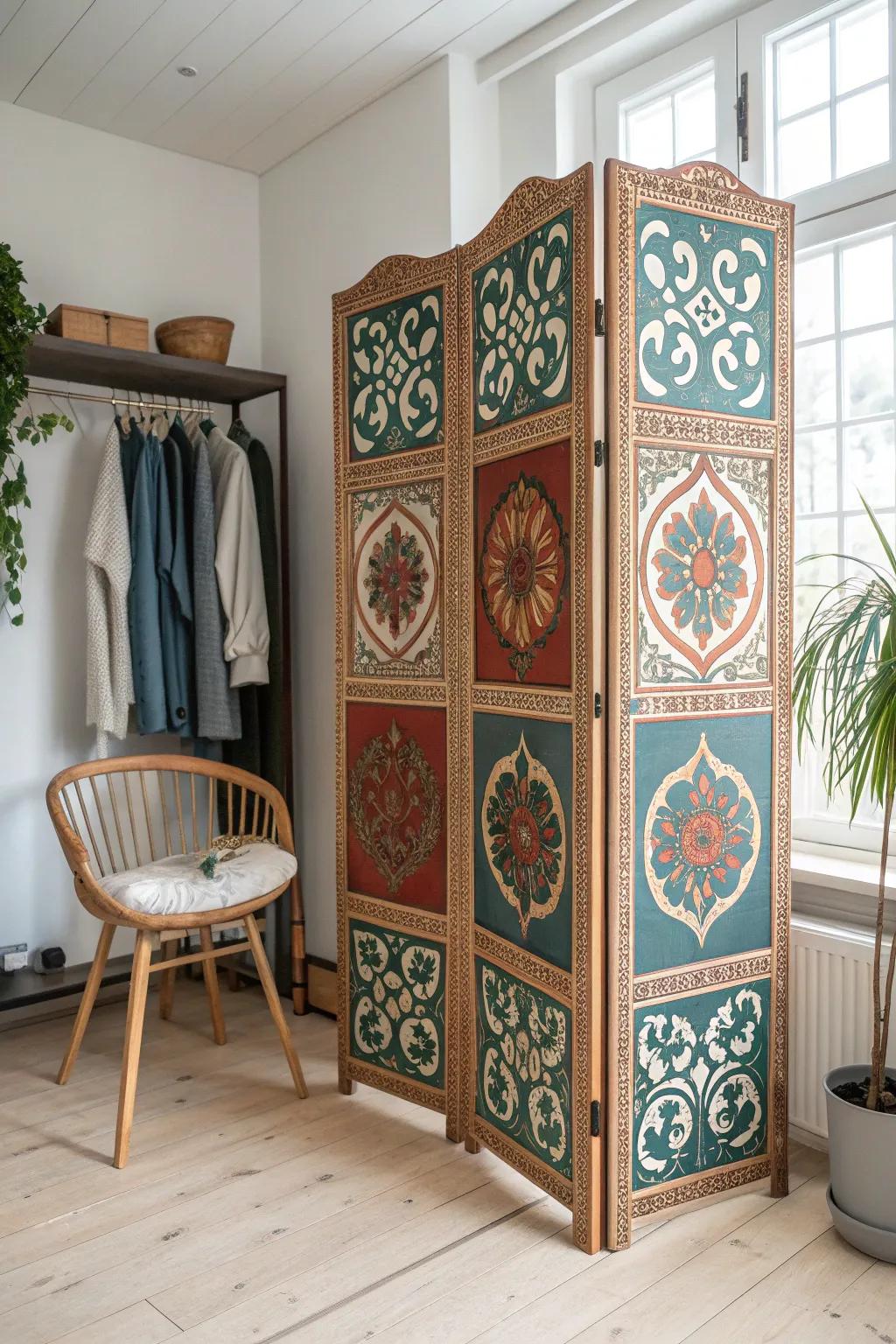 Improve your closet using a striking classic-inspired screen that acts as a work of art.
