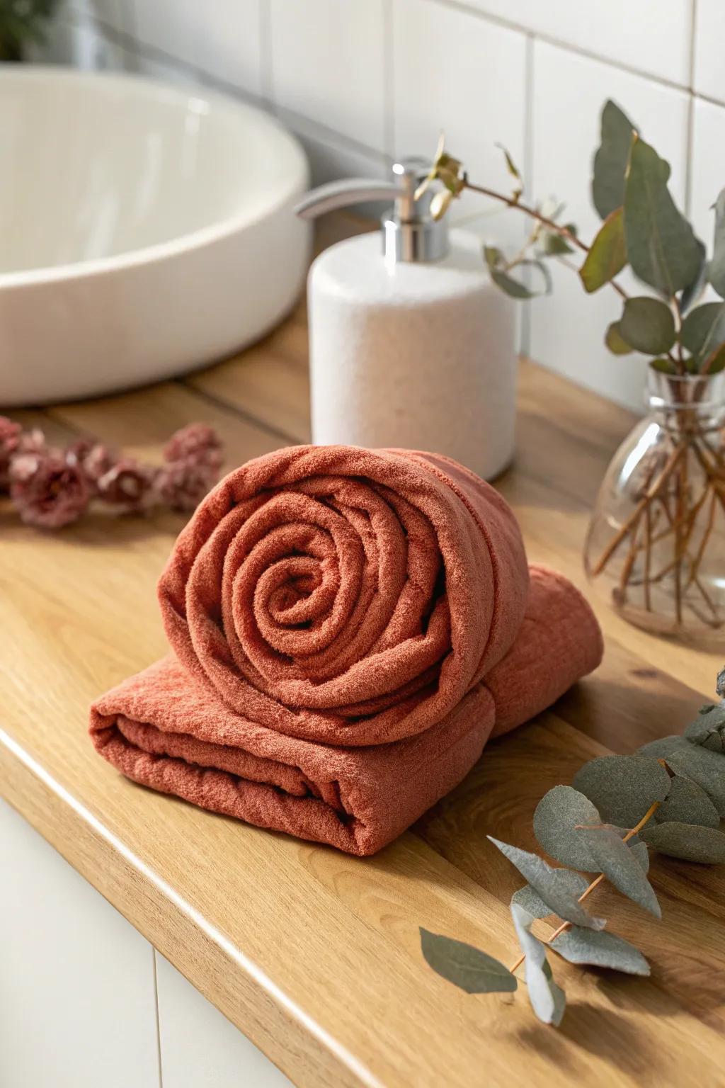 Transform your face cloth into a breathtaking rosette – a subtle touch of refinement for your bathroom décor!