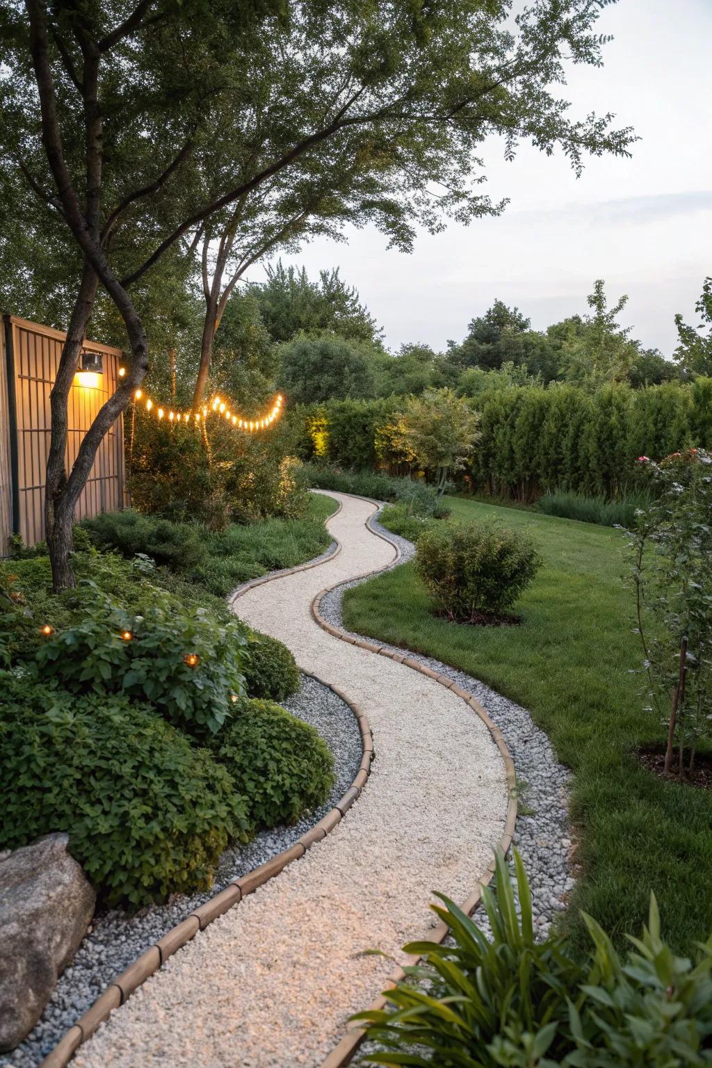Enter a realm of tranquility via a masterfully constructed garden path, where simplicity converges with innate sophistication.