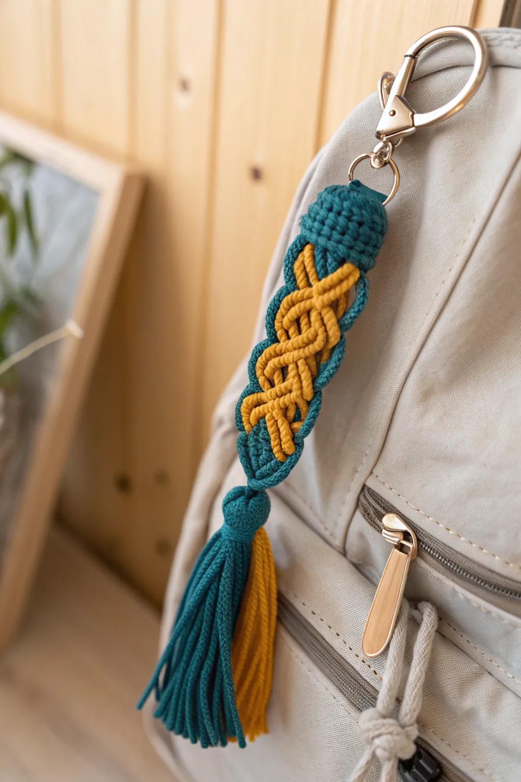 Append a hint of boho sophistication to your rucksack with this marvelous macramé creation. #KnottedWonders #BohoVibes