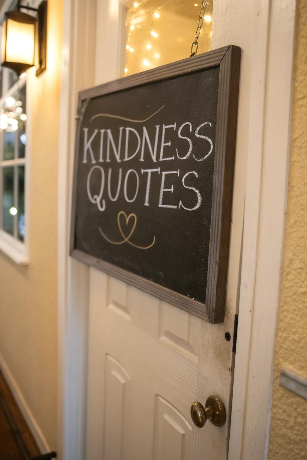 A writing board of kindness invites daily contemplation.