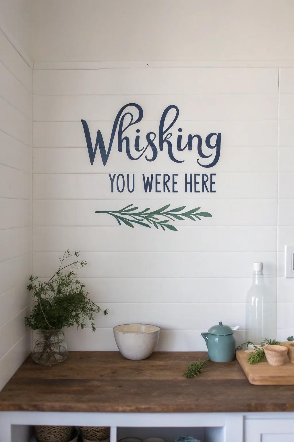 Infuse a playful essence into your kitchen with striking text stencils that inspire and delight!
