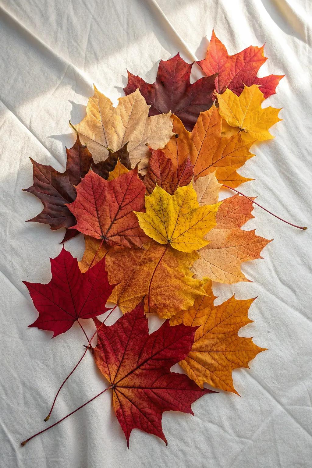 Unleash inventiveness with nature: a striking foliage display that captures the essence of autumn's vibrant spectrum.