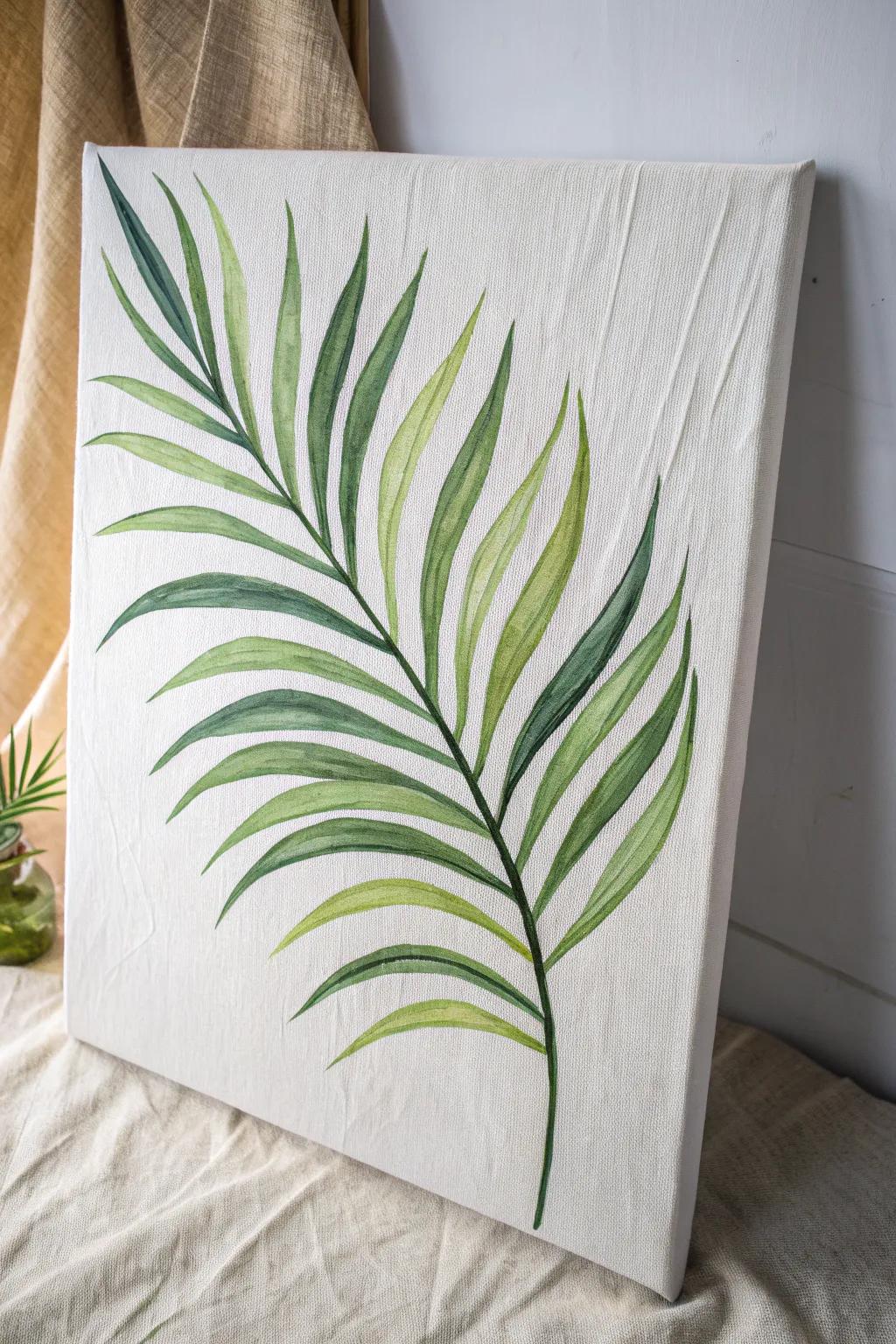 Capture tropical feelings with this striking seaside palm artwork, ideal for incorporating a hint of nature into your minimalist décor.