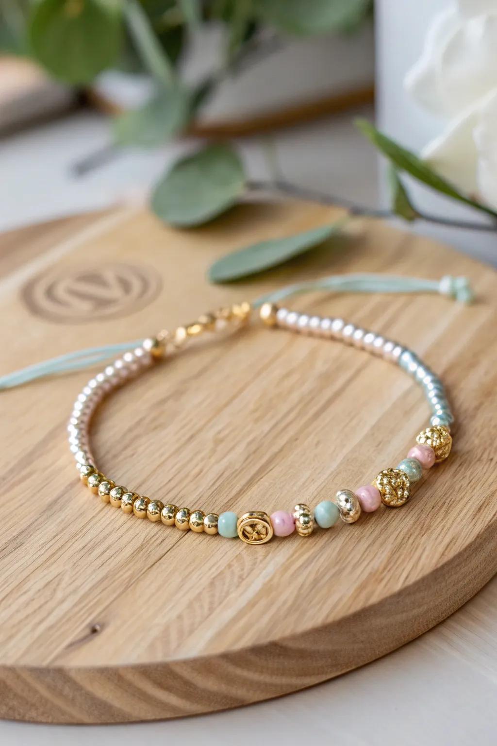 A seamless blend of strength and softness: Discover the allure of iron meeting yarn in this stylish letter bracelet.