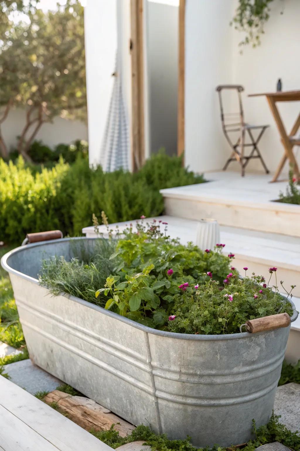 Elevate your garden with the quaint allure of forged metal containers. Exemplary for a minimalist impression with a bohemian touch!