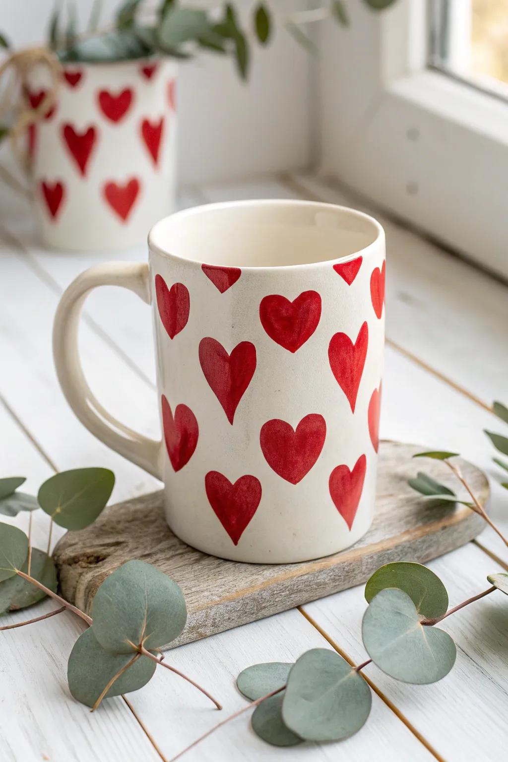 Warm her heart with a touch of affection—discover the perfect mom mug adorned with striking heart embellishments.