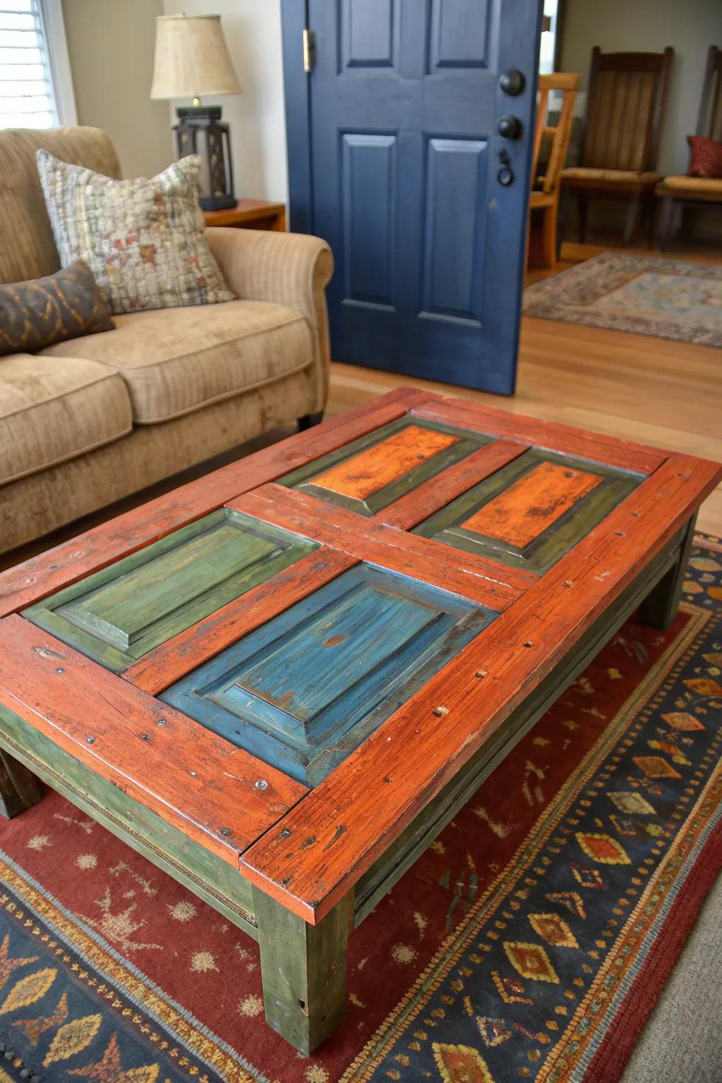 Upgrade your living space with a vibrant, custom-built door table that exemplifies style and ingenuity.