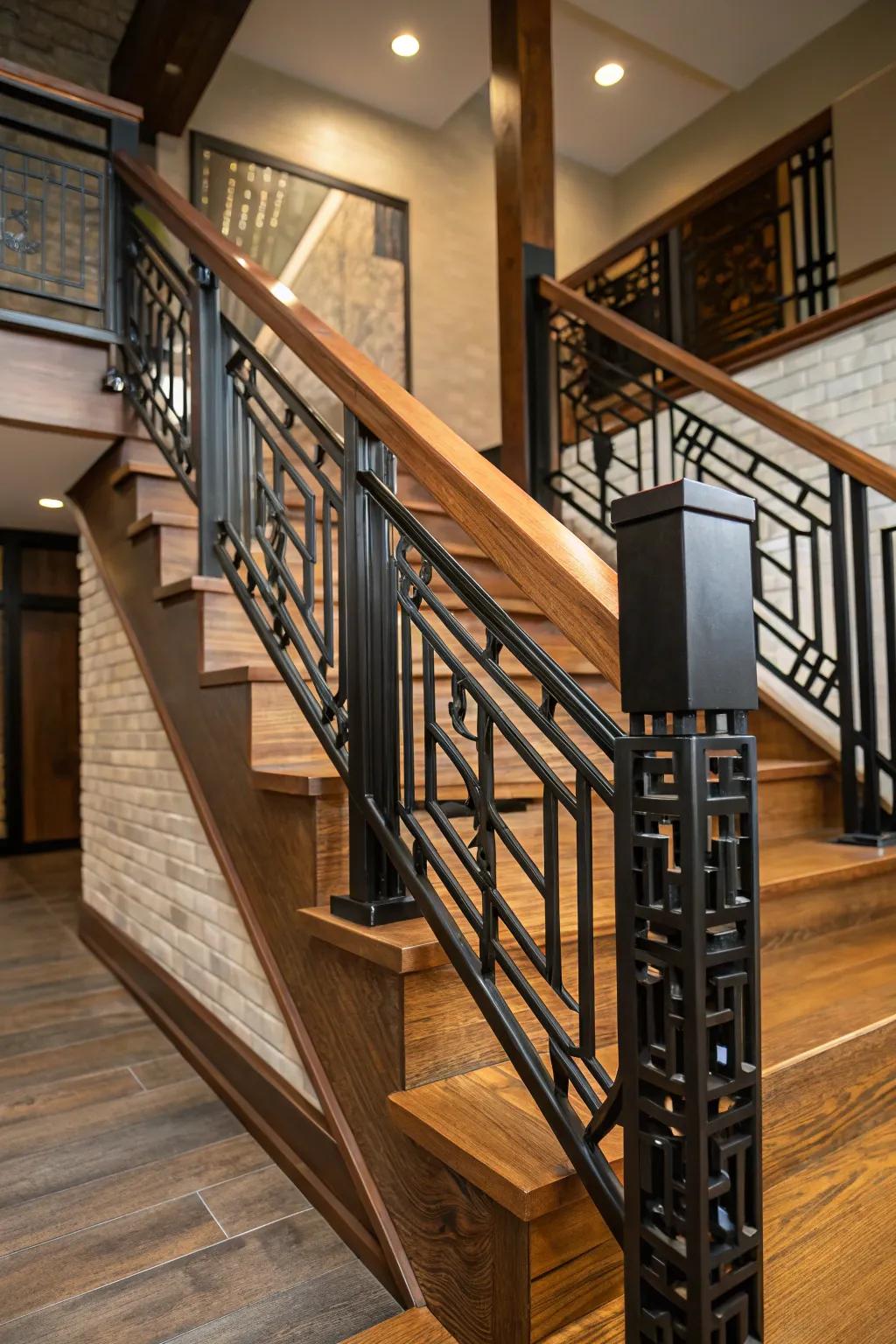 Enhance your stairway with adventurous, artisan-made supports that combine steel and timber for a striking effect.