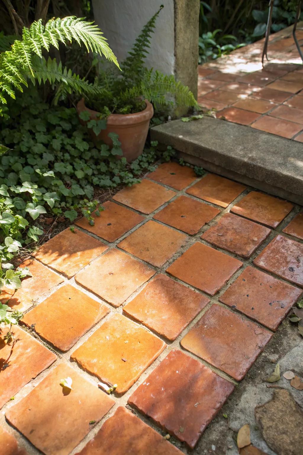 Transform your outdoor area with the classic elegance of earthenware tiles—where skill meets the splendor of the natural world.