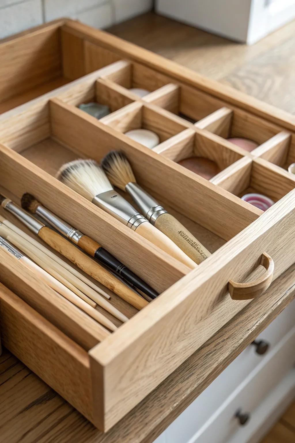 Enhance your art space with a minimalist drawer system – where artistry meets practicality.