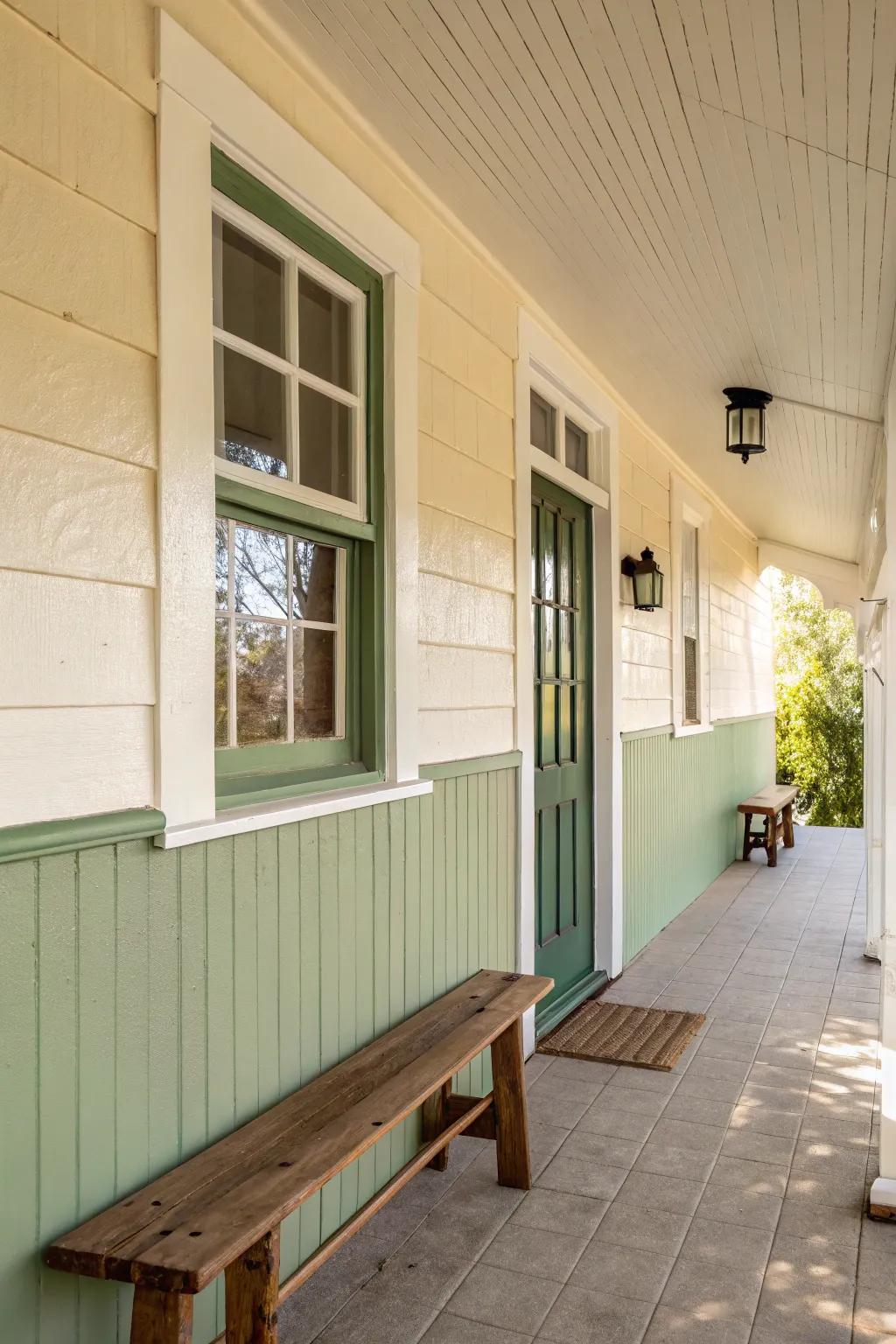 Enhance your porch with soothing dual-tone walls for a serene, stylish retreat. #PorchInspiration #ScandiBoho