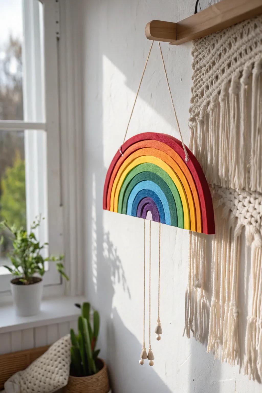 Introduce enchantment into your vicinity through this radiant DIY chromatic whirligig 🌈✨ #CraftWithJoy