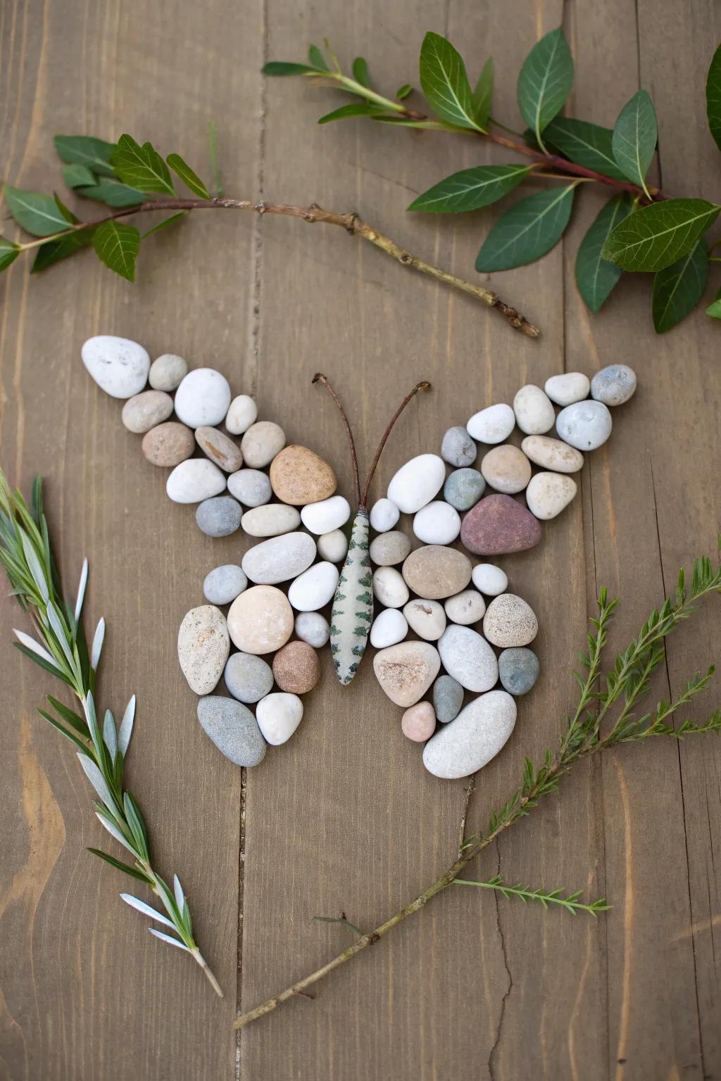 Transform your garden with the refinement of pebble artistry - a butterfly that flutters into conversations.