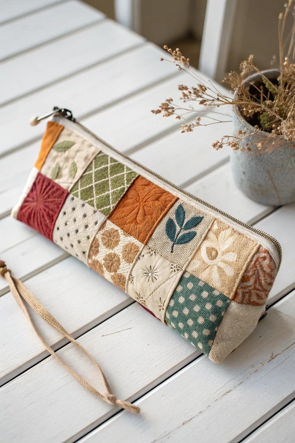 Embrace ingenuity through this lively patchwork pencil holder, epitomizing the convergence of Scandinavian clarity and Boho enchantment.