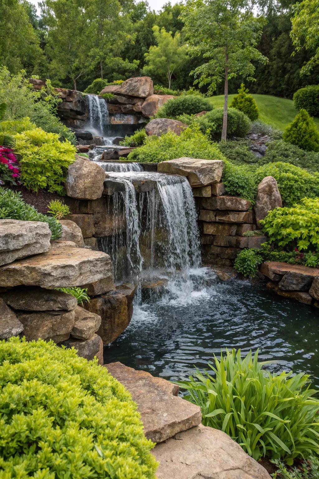 Uncover the enchantment of a concealed commencement cascade, where nature and workmanship converge in breathtaking congruence.