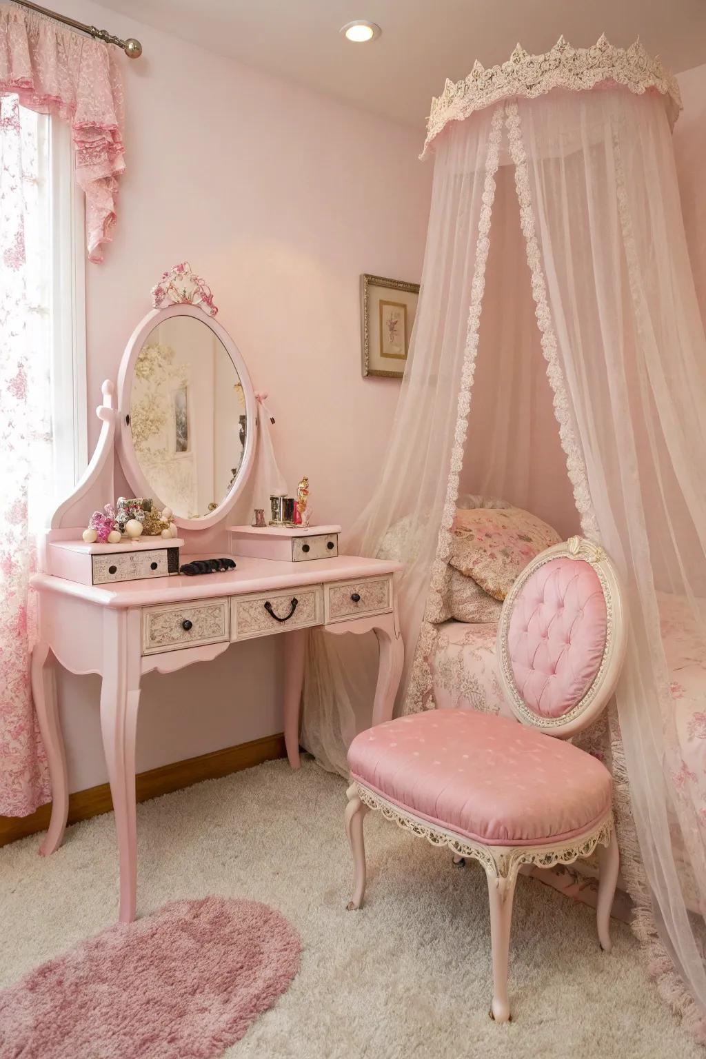 A stately vanity table that infuses refinement and function.