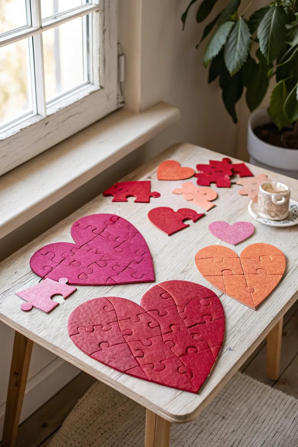 Unlock creativity and affection with our heart jigsaw creation project crafted for small hands.
