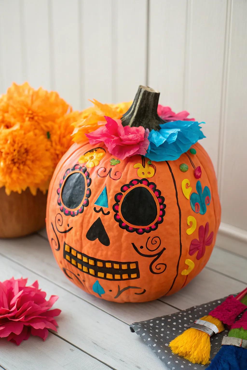 Rejoice via an explosion of hue and tradition: The Day of the Departed Pumpkin Surprise Container.