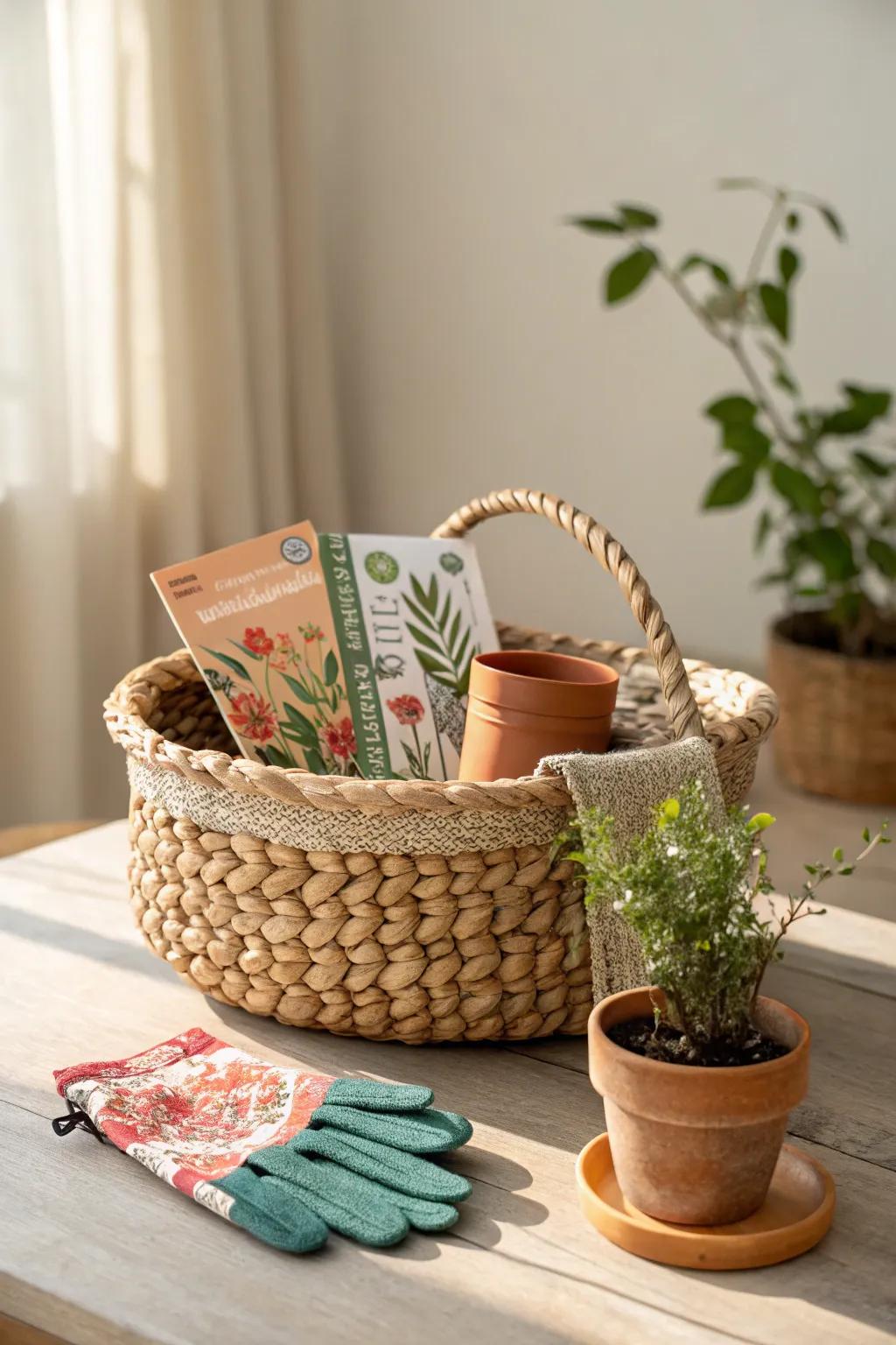 Inspire horticultural passions with this charming Home Sanctuary Basket, ideal for fostering beauty and simplicity.
