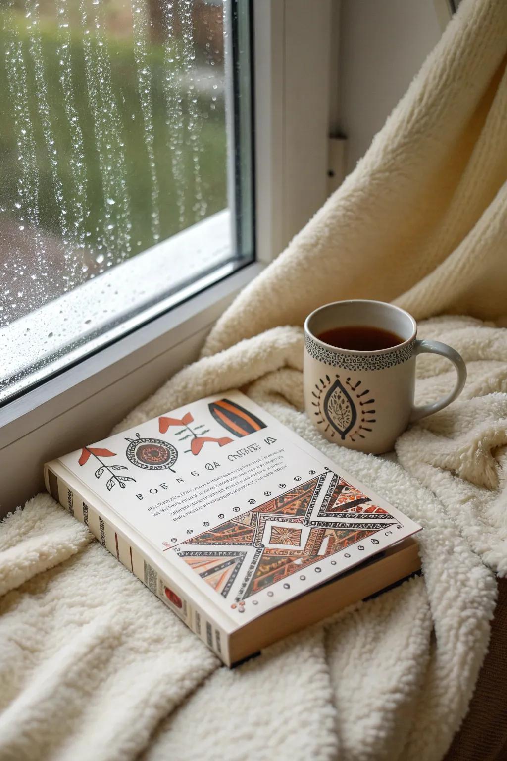 Escape the rainfall with a captivating read and a comfortable nook. Immerse yourself in your next escapade!