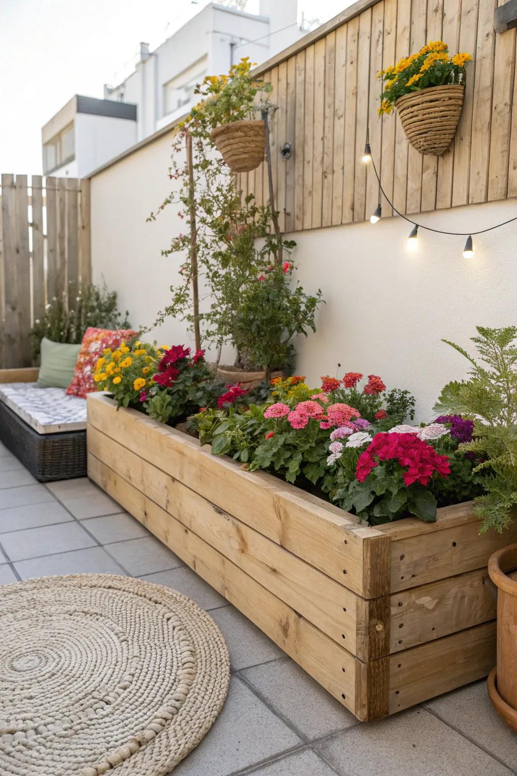Convert your city area into a lavish hideaway with upright flower beds. #CityHaven #ScandinavianUnderstatement