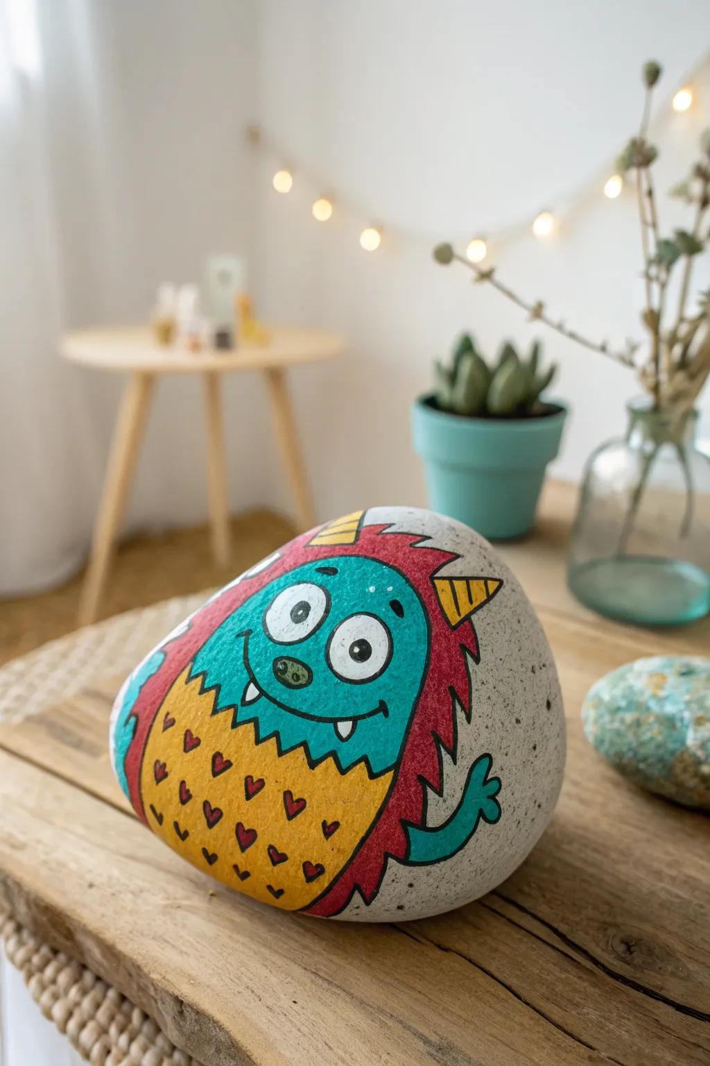 Unleash imagination with these whimsical monster rock artworks—perfectly capturing the joy and creativity of childhood!