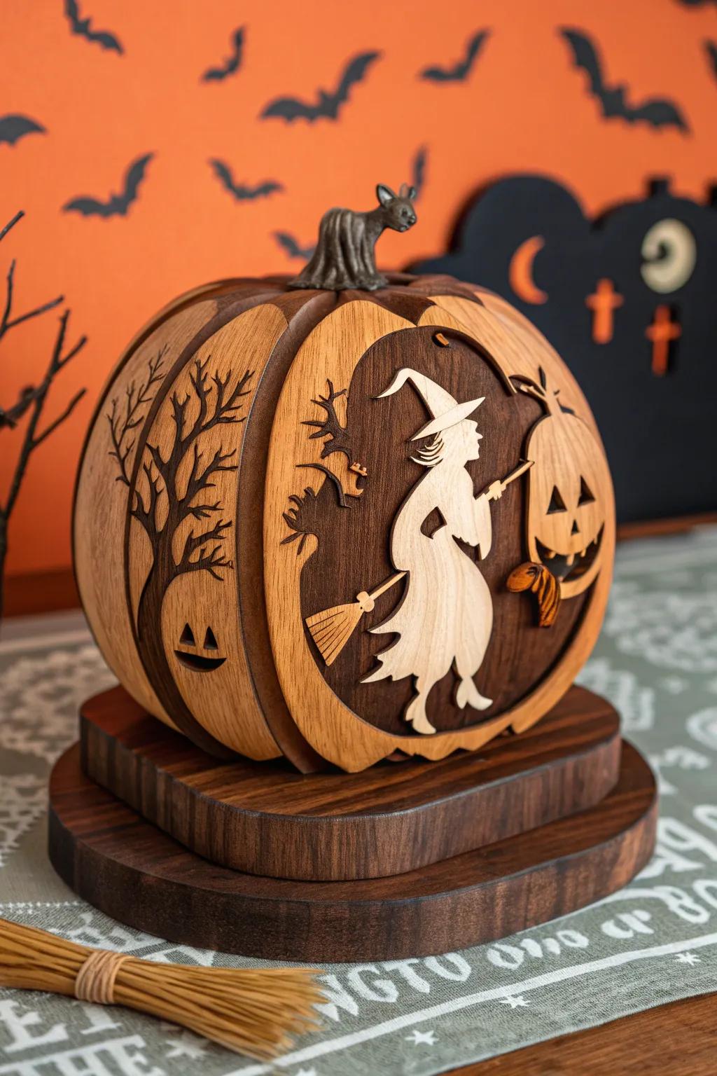 Elevate your Halloween decorations with artisanal timber charm.
