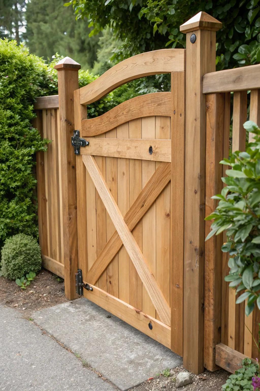Cherish the grace of directness using a natural wood finish gate that integrates exquisitely with nature.