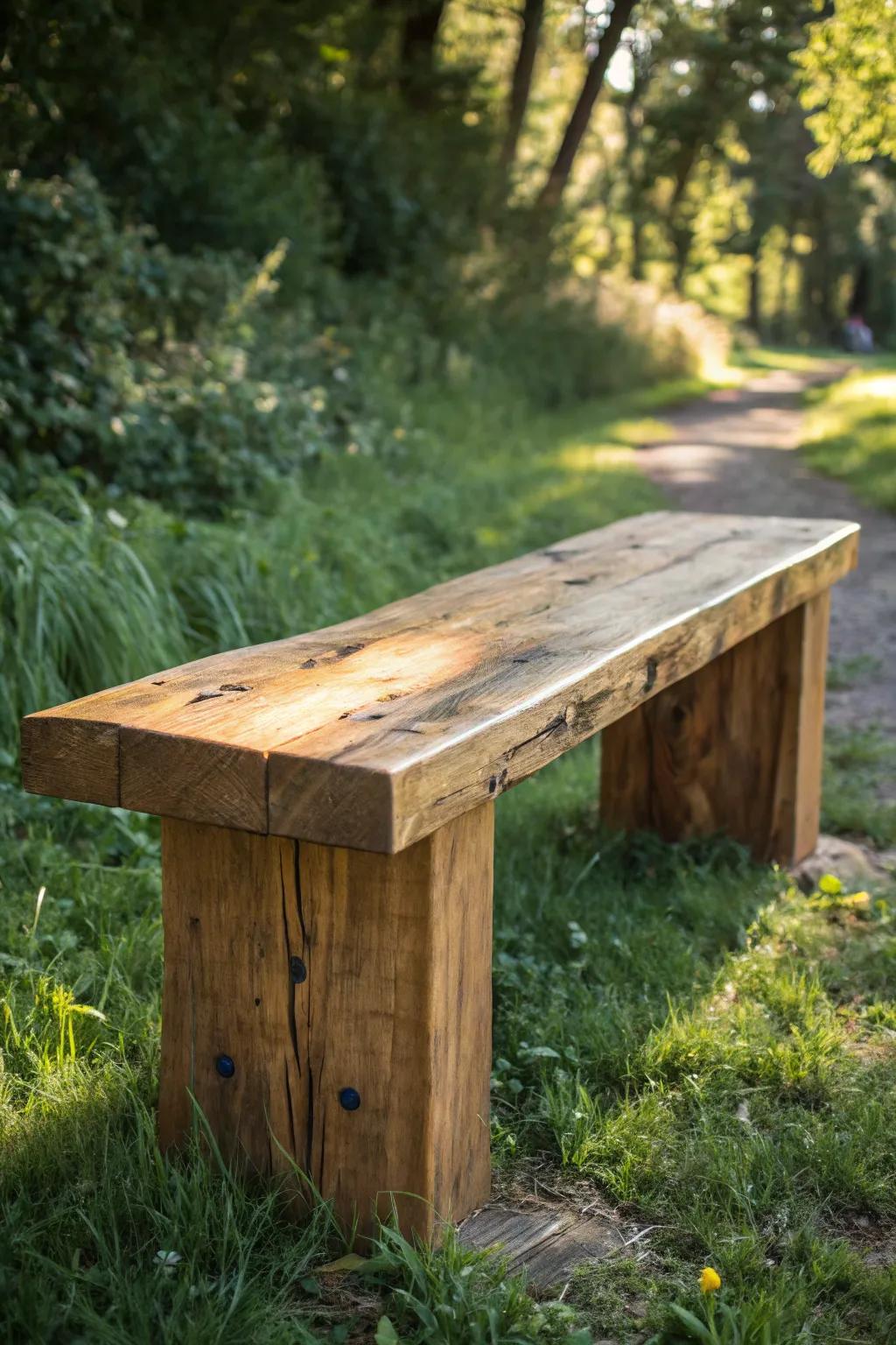 Embrace the appeal of nature with this artisanal rustic bench, ideal for a tranquil hideaway.